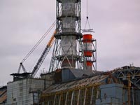 ChNPP. Installation of the new ventilation stack of the second stage of Chornobyl NPP