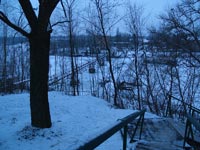 Der Wintermorgen am Schiffsfriedhof von Tschernobyl